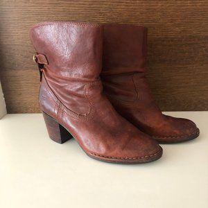 Frye Brown, Ankle Leather Boots - 3" Heel
